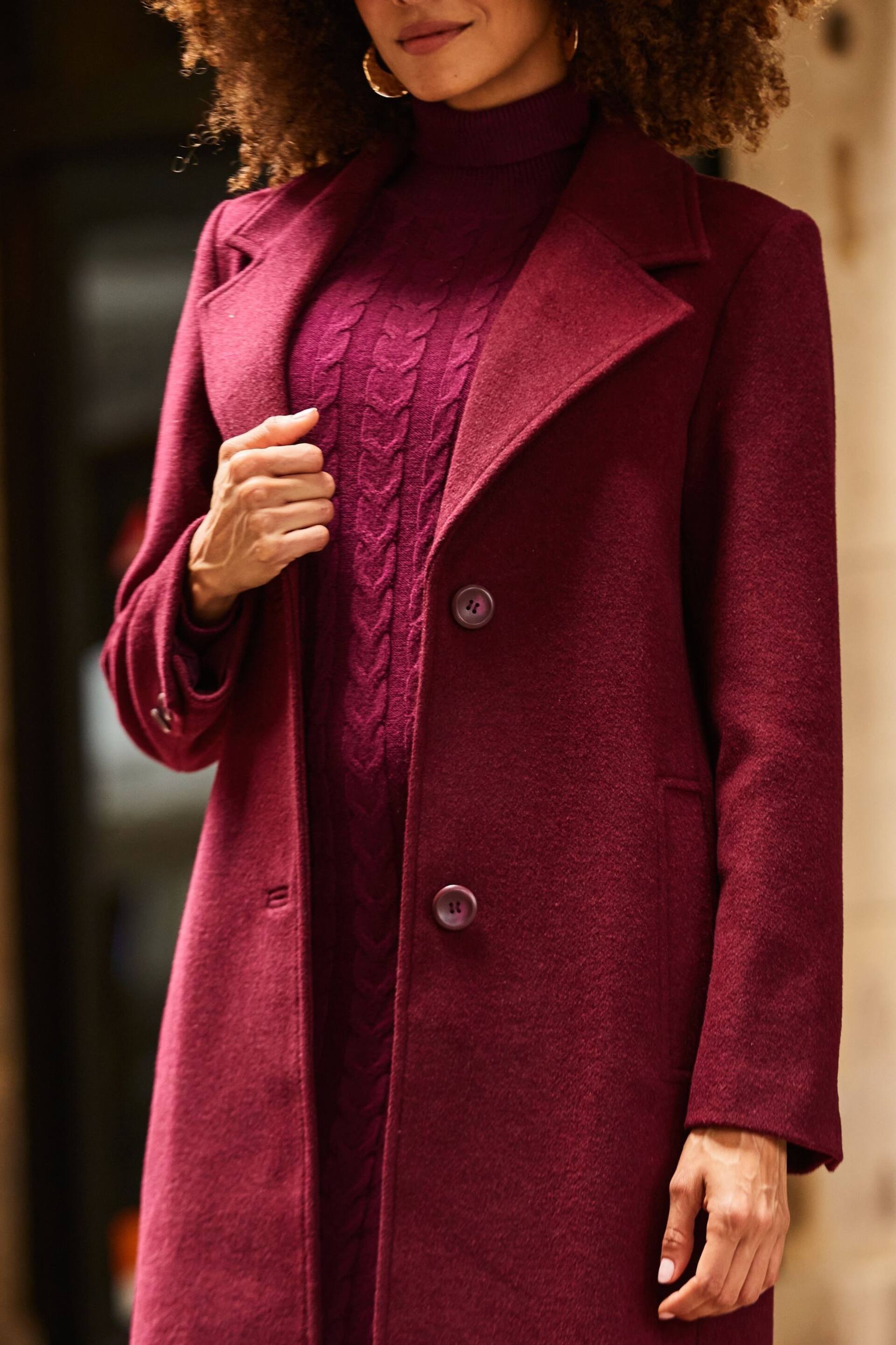 Sosandar Red Premium Longline Wool Mix Coat - Image 5 of 5
