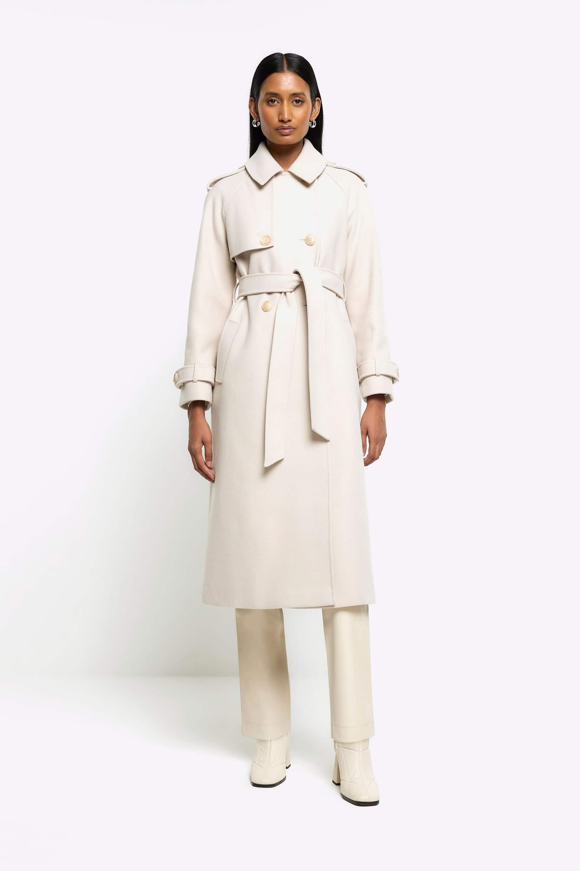 River Island Brown Relaxed Longline Trench Coat - Image 1 of 6