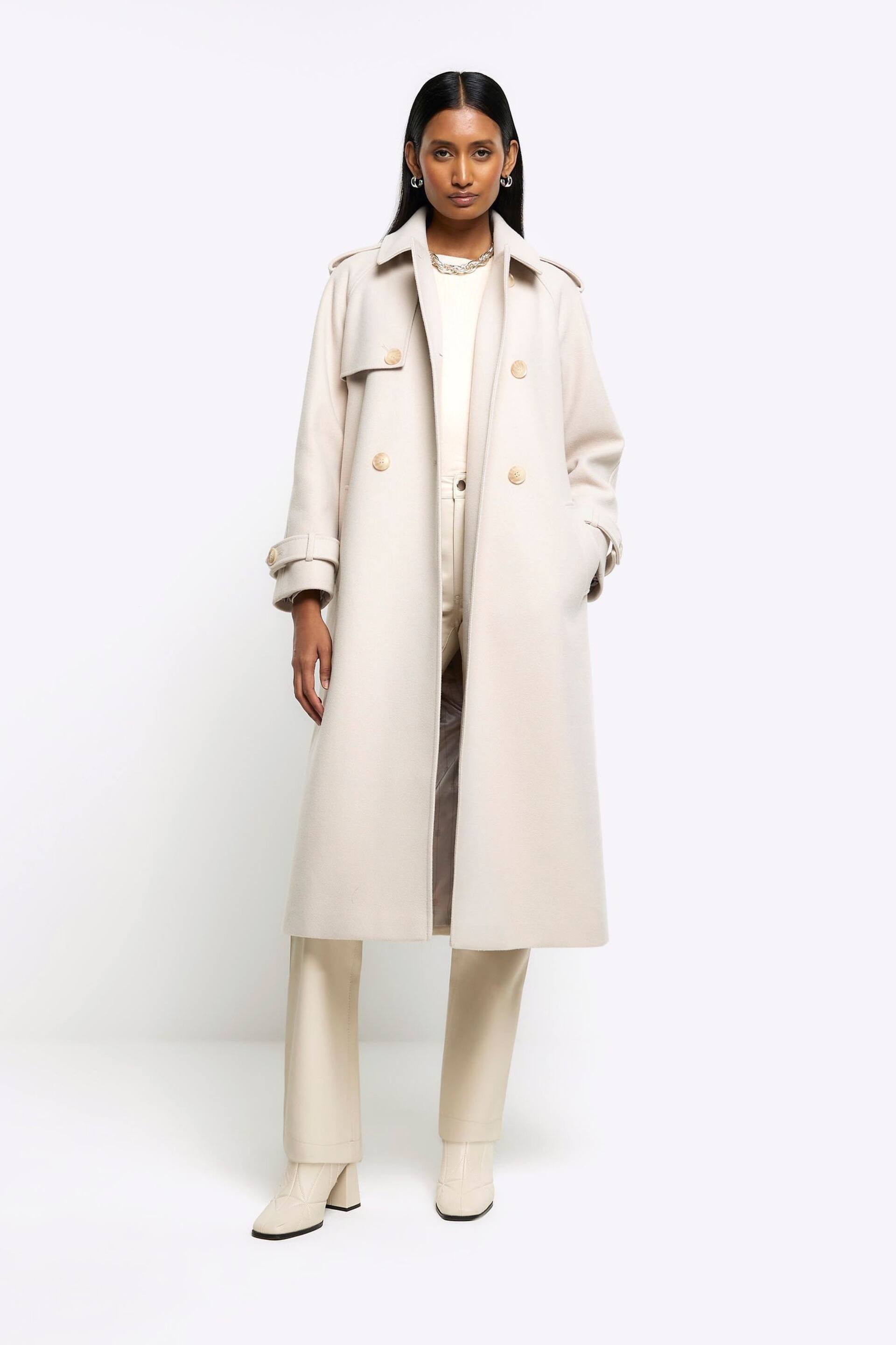 River Island Brown Relaxed Longline Trench Coat - Image 3 of 6