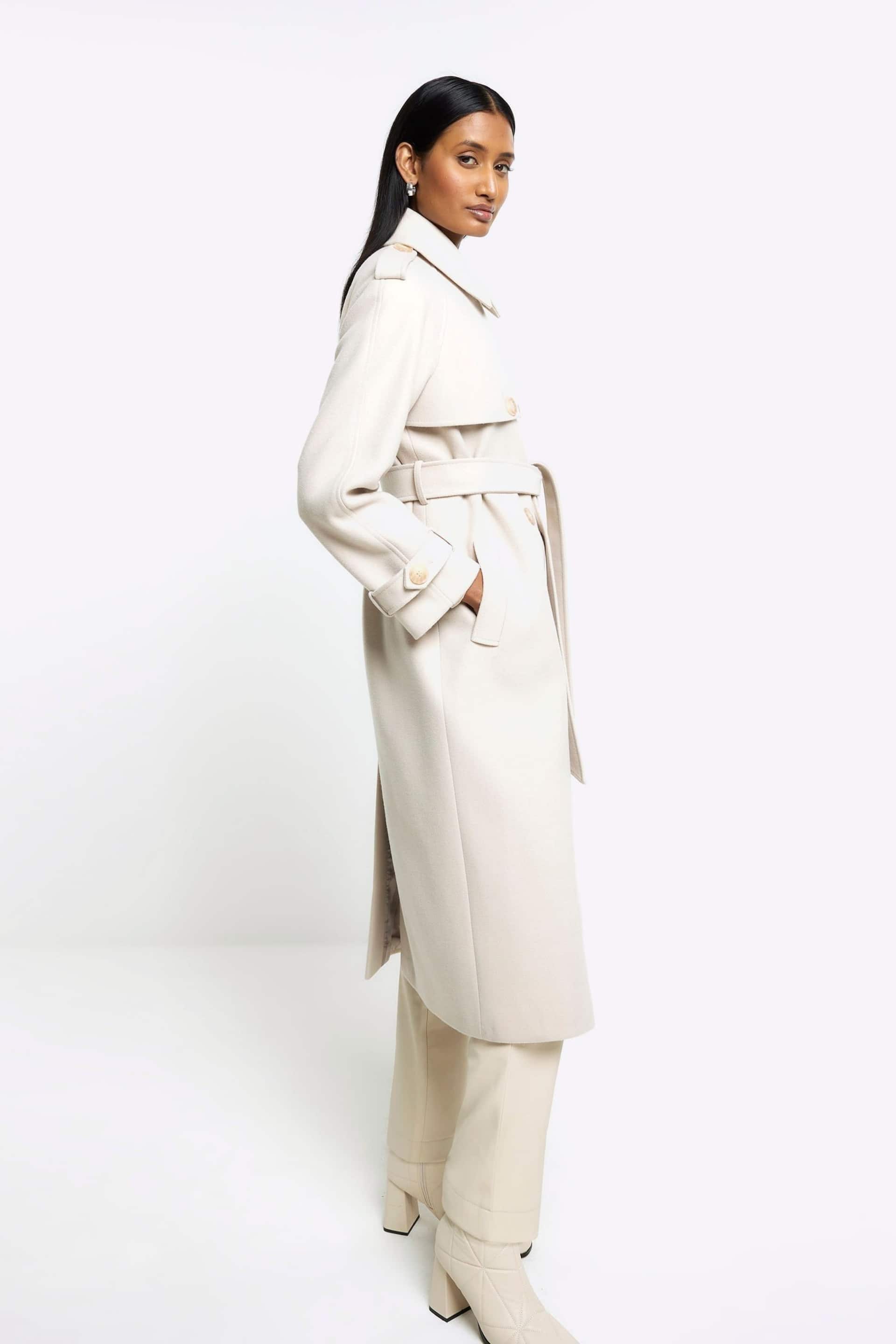 River Island Brown Relaxed Longline Trench Coat - Image 4 of 6