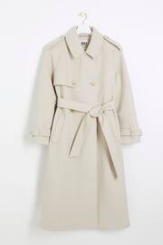 River Island Brown Relaxed Longline Trench Coat - Image 5 of 6