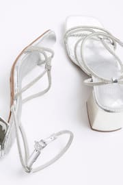 River Island Silver Clipped Tubular Heeled Sandals - Image 4 of 4