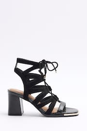 River Island Black Lace Up Heeled Sandals - Image 1 of 4