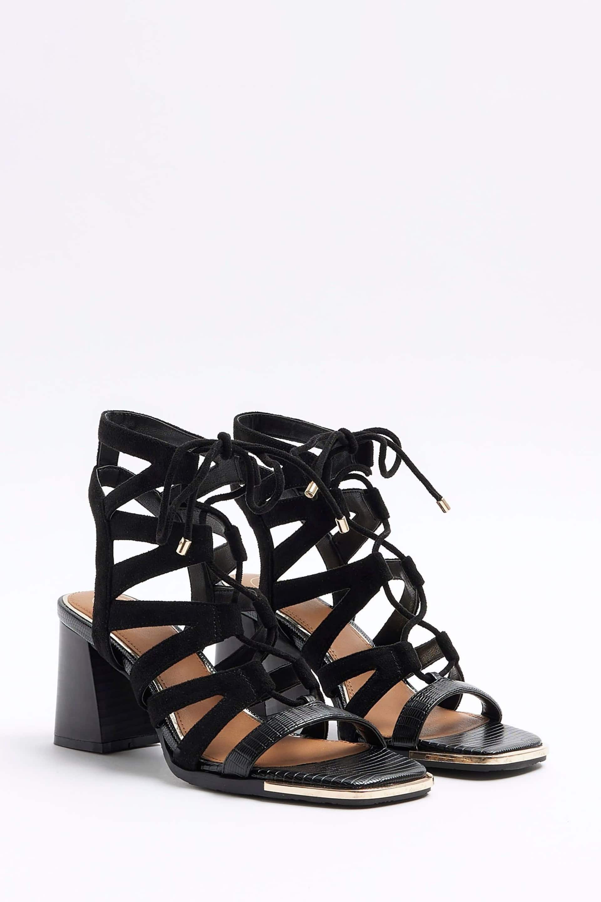 River Island Black Lace Up Heeled Sandals - Image 2 of 4