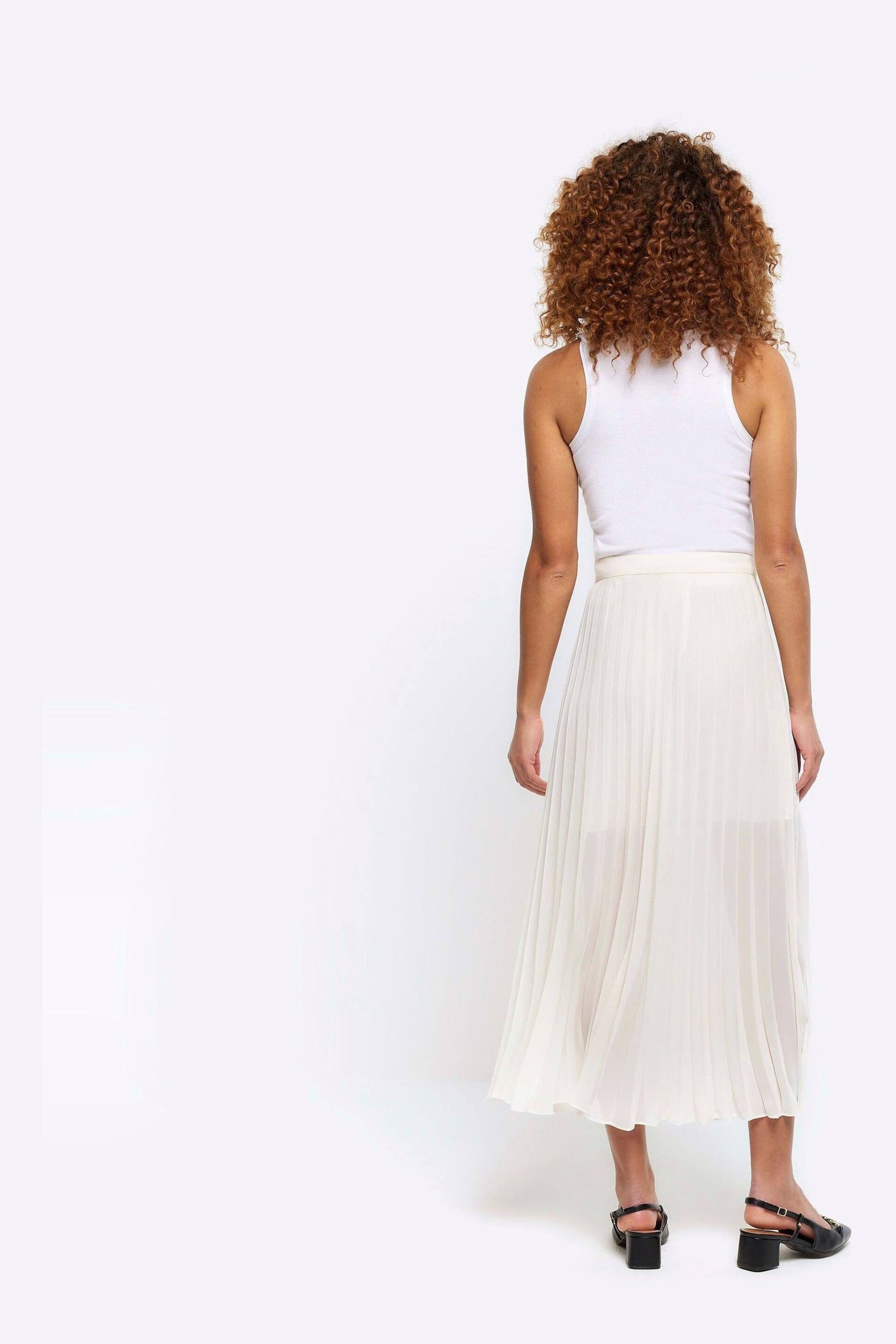 River Island Cream Pleated Midi Skirt - Image 2 of 5