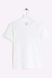River Island White Lace Cut Work T-Shirt - Image 5 of 6