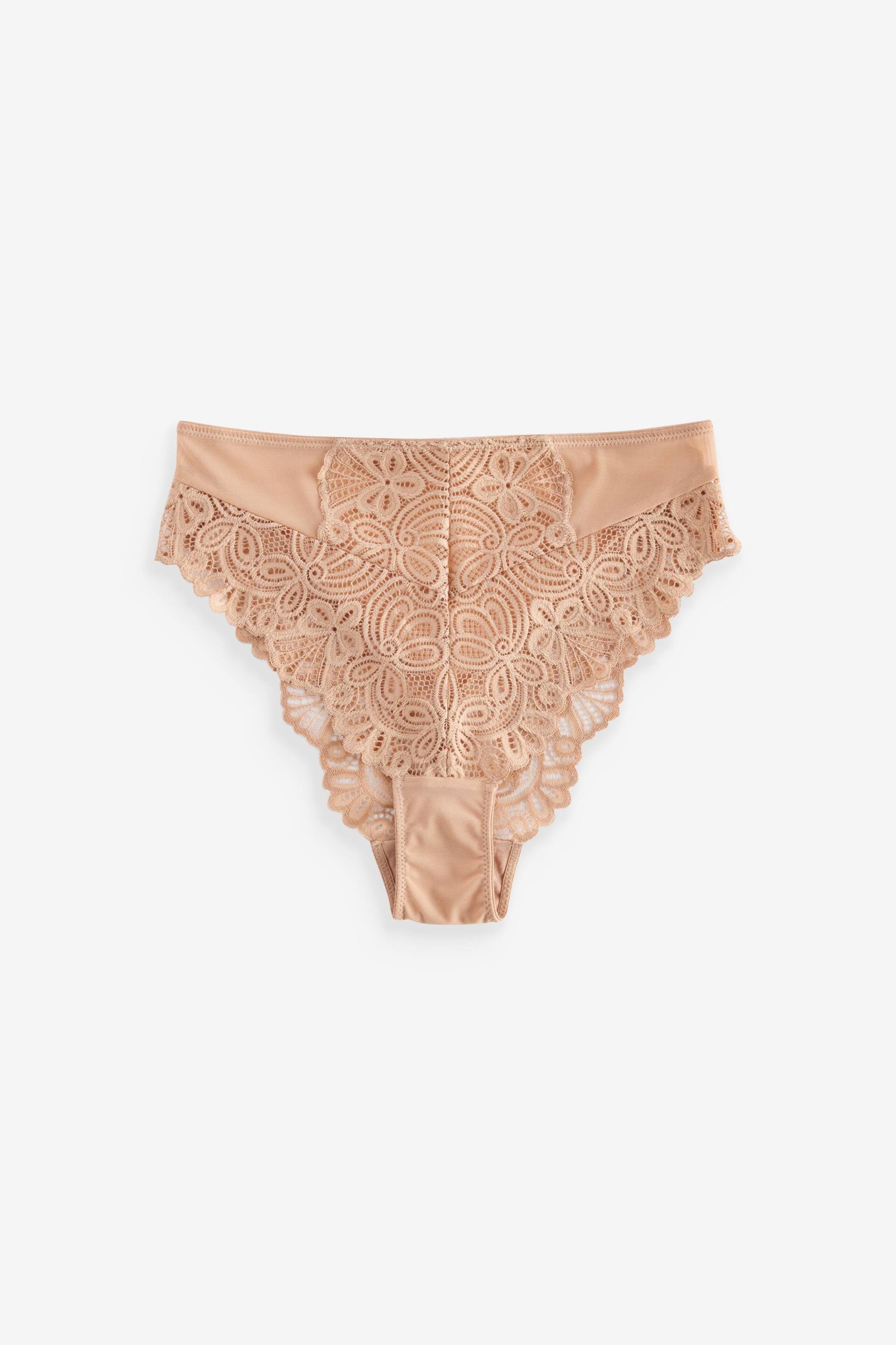 Neutral Lace High Waist High Leg Knickers - Image 4 of 4