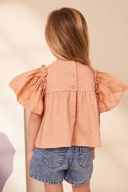 Rust Pink Short Sleeve Embroidered Blouse (3mths-7yrs) - Image 3 of 7
