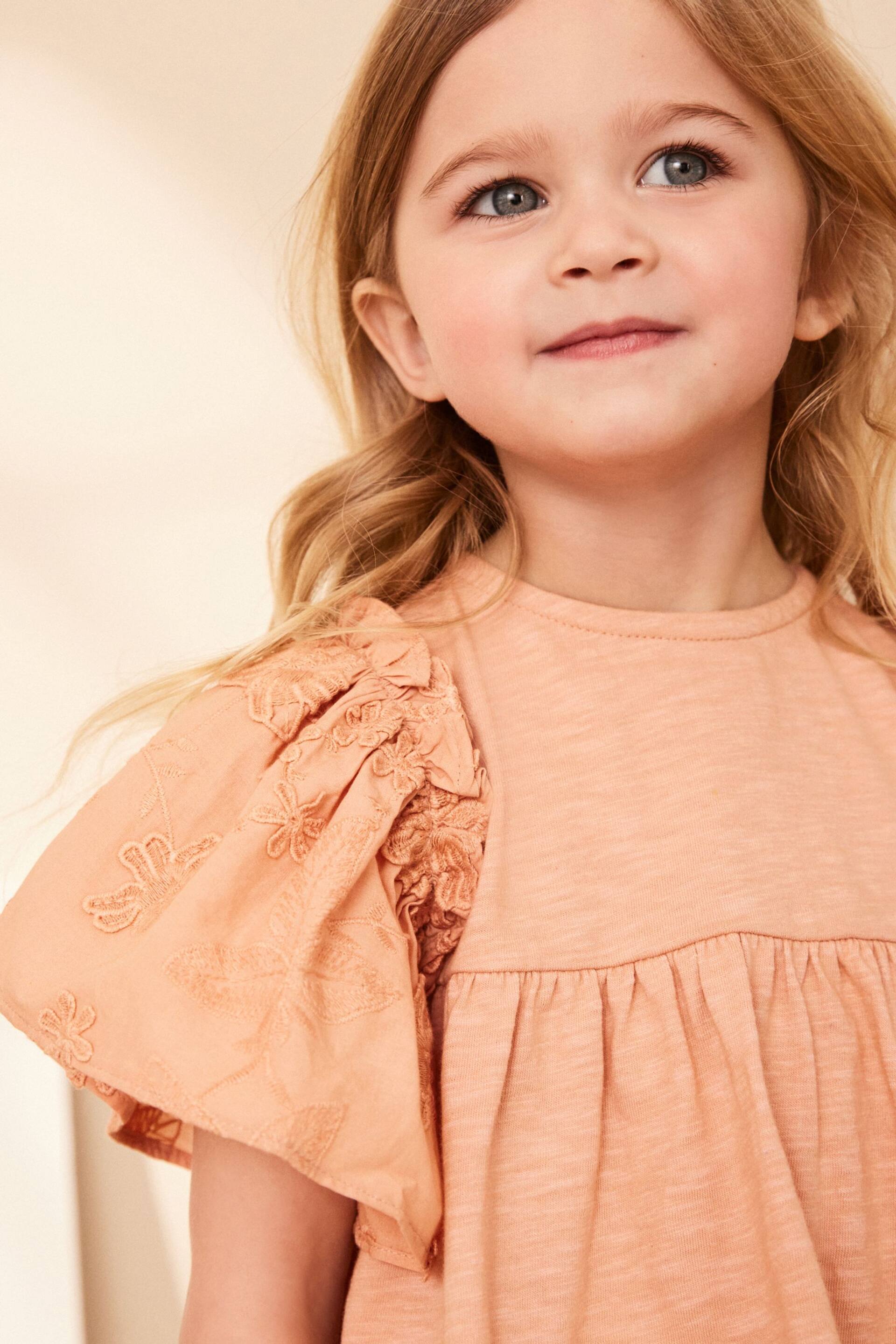 Rust Pink Short Sleeve Embroidered Blouse (3mths-7yrs) - Image 4 of 7