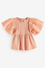 Rust Pink Short Sleeve Embroidered Blouse (3mths-7yrs) - Image 5 of 7