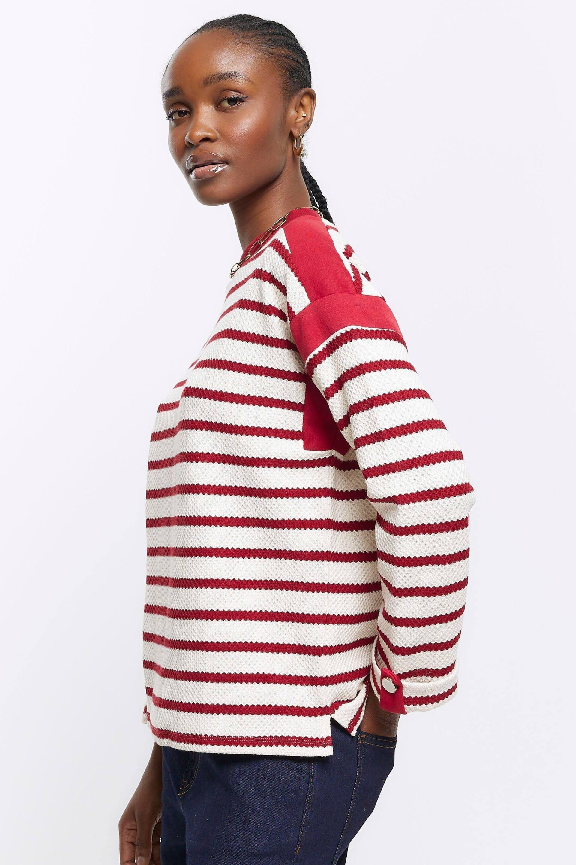 River Island Red Stripe Chuck On Sweat Top - Image 3 of 6
