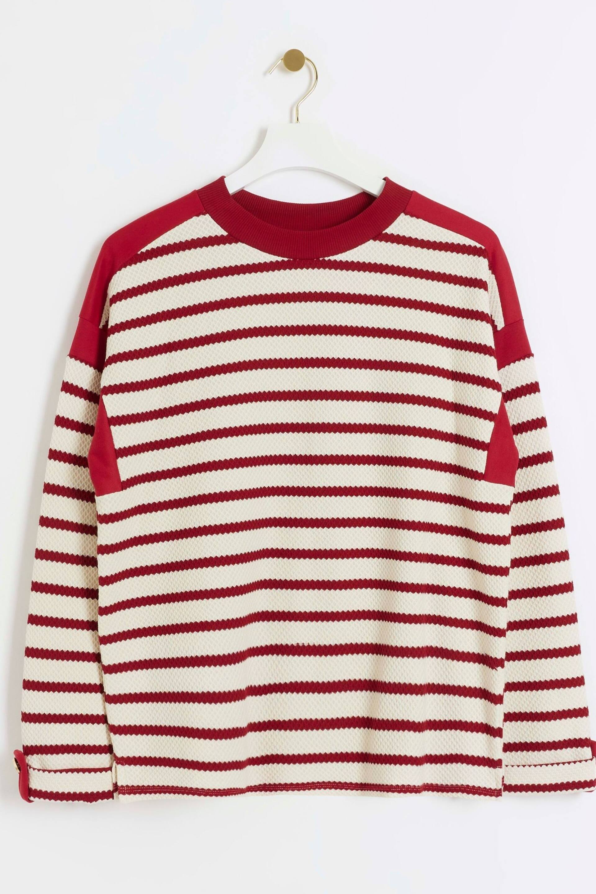 River Island Red Stripe Chuck On Sweat Top - Image 5 of 6