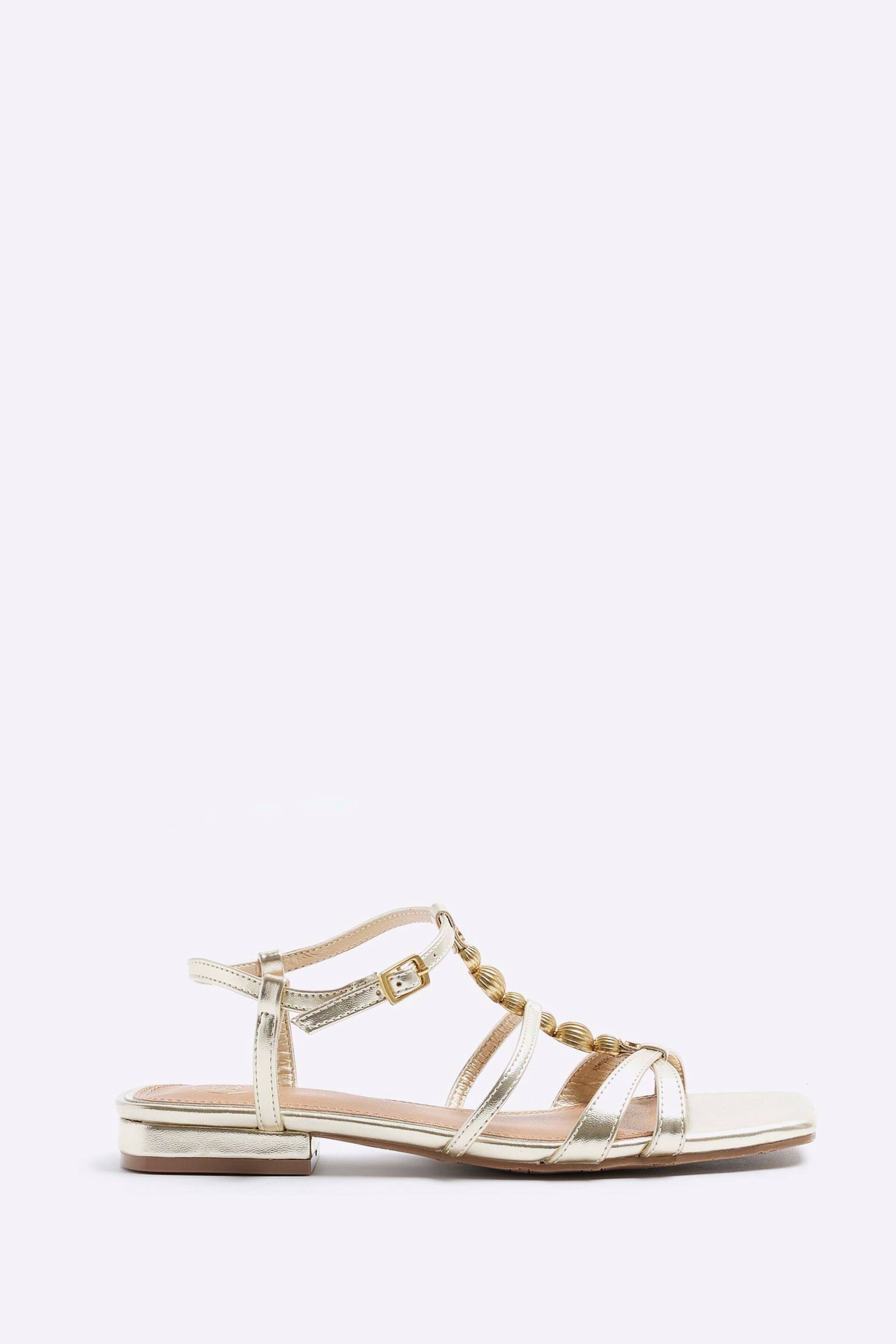 River Island Gold Beaded Flat Sandals - Image 1 of 4