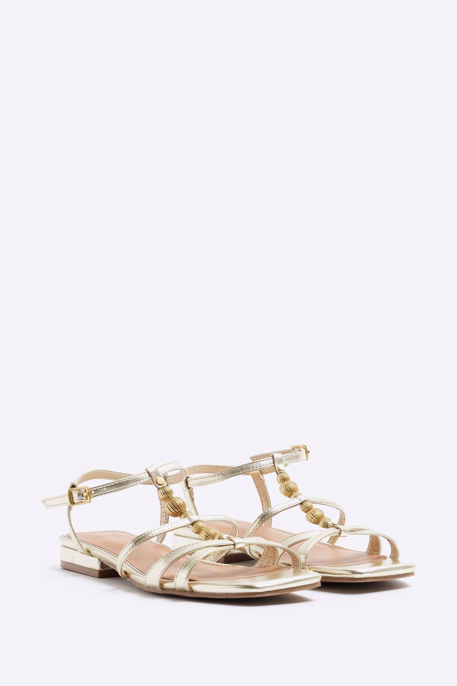 River Island Gold Beaded Flat Sandals - Image 2 of 4