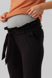 VERO MODA Black Maternity Over The Bump Paperbag Waist Stretch Trousers - Image 4 of 5