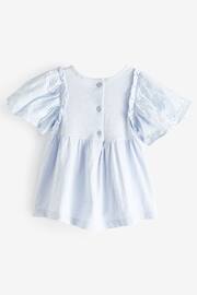 Blue Flower Short Sleeve Embroidered Blouse (3mths-7yrs) - Image 2 of 4