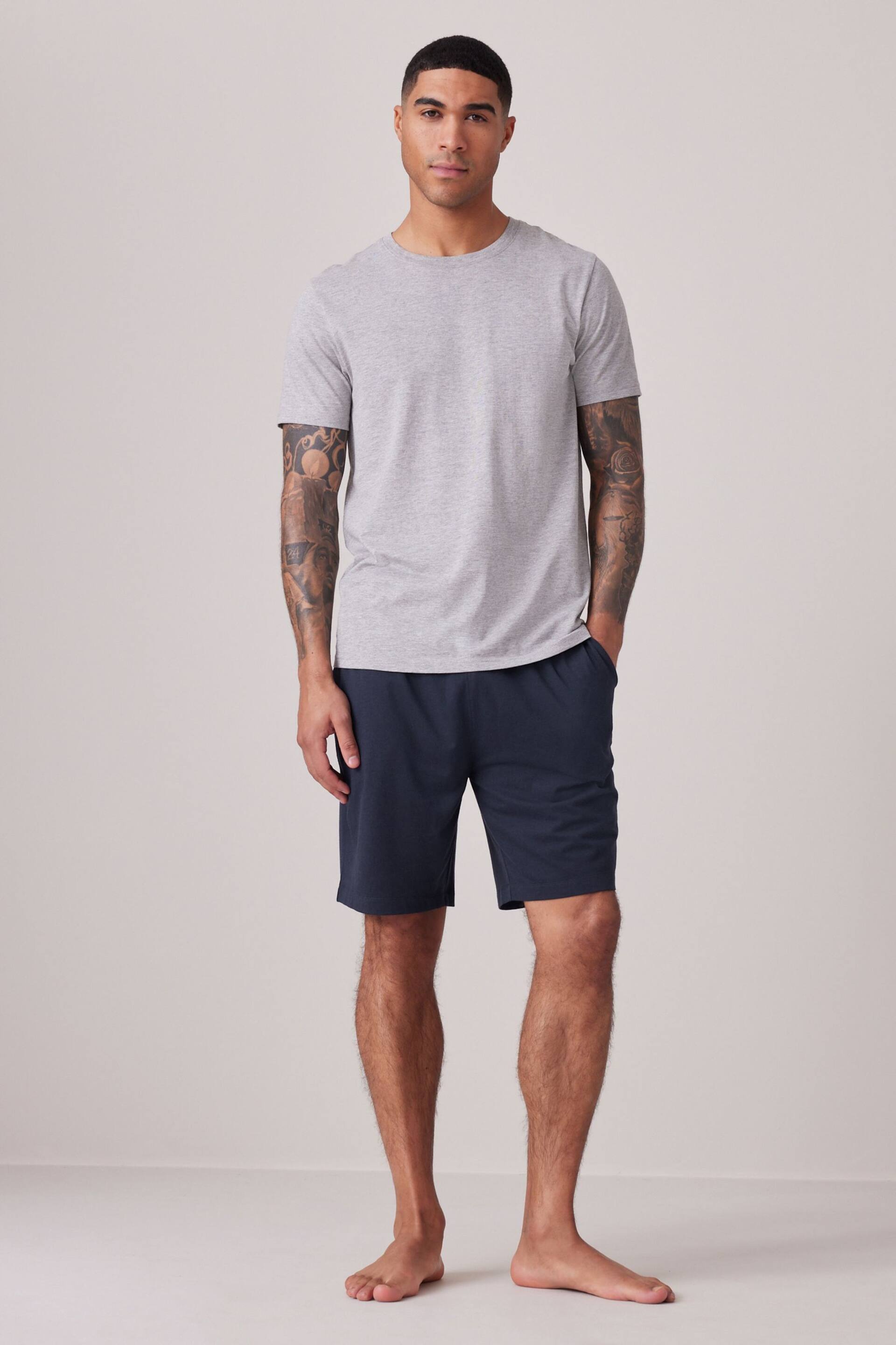 Navy Blue/Orange Modal Lightweight Shorts 2 Pack - Image 2 of 15