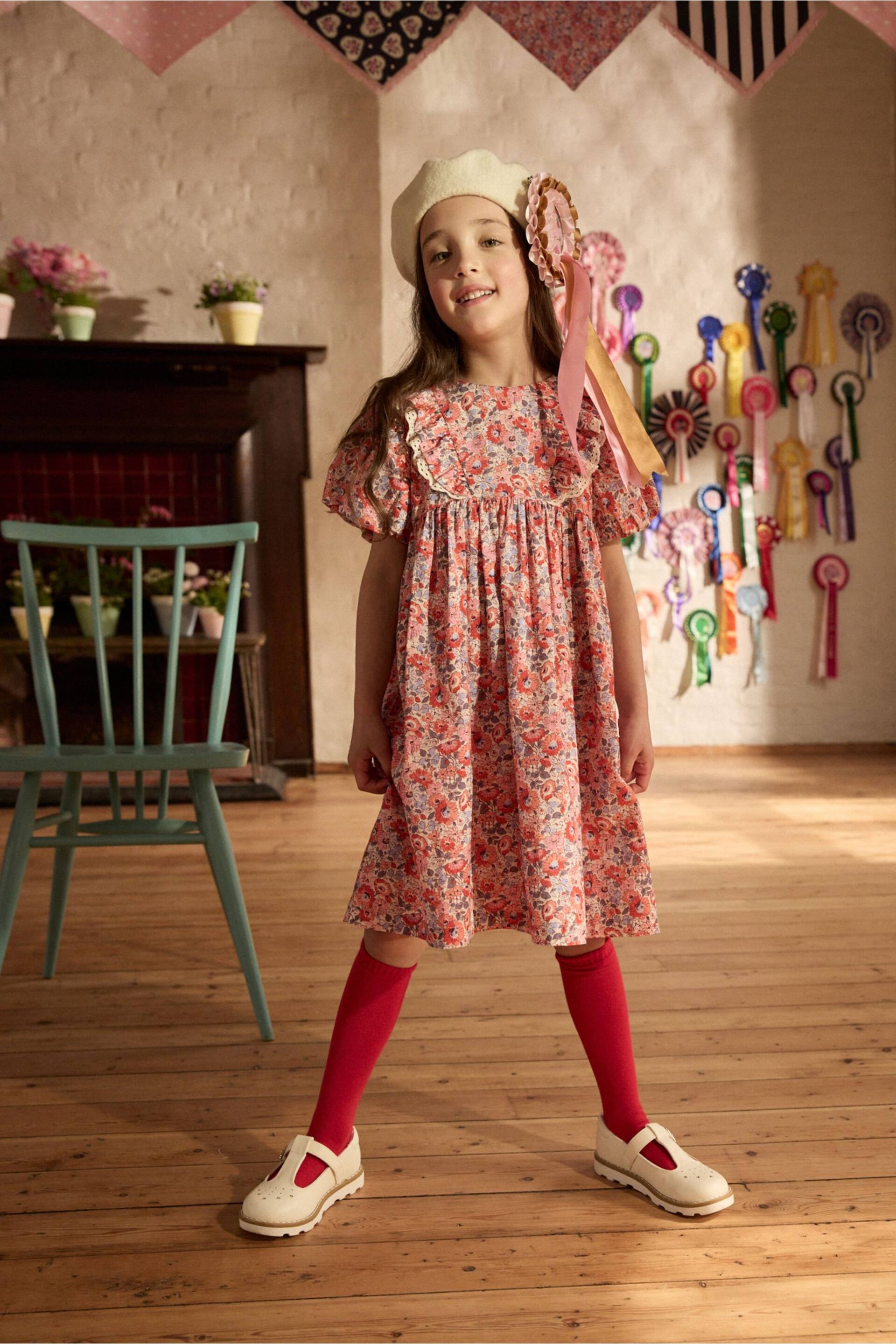 Cath Kidston Red Floral Lace Trim Dress (3mths-8yrs) - Image 4 of 7