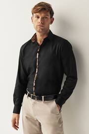 Black Slim Fit Trimmed Formal Shirt - Image 1 of 10