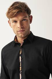 Black Slim Fit Trimmed Formal Shirt - Image 4 of 10