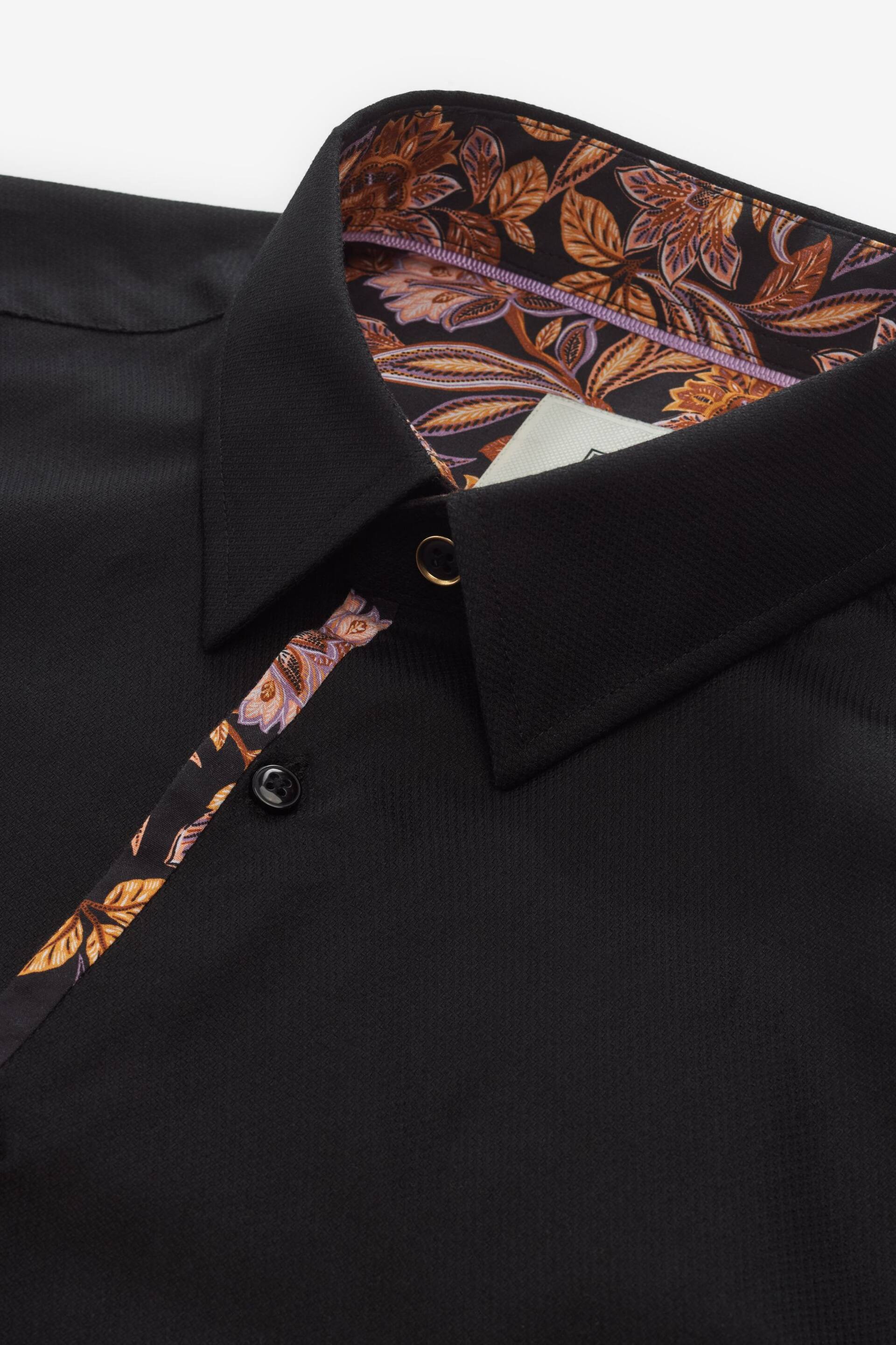 Black Slim Fit Trimmed Formal Shirt - Image 9 of 10