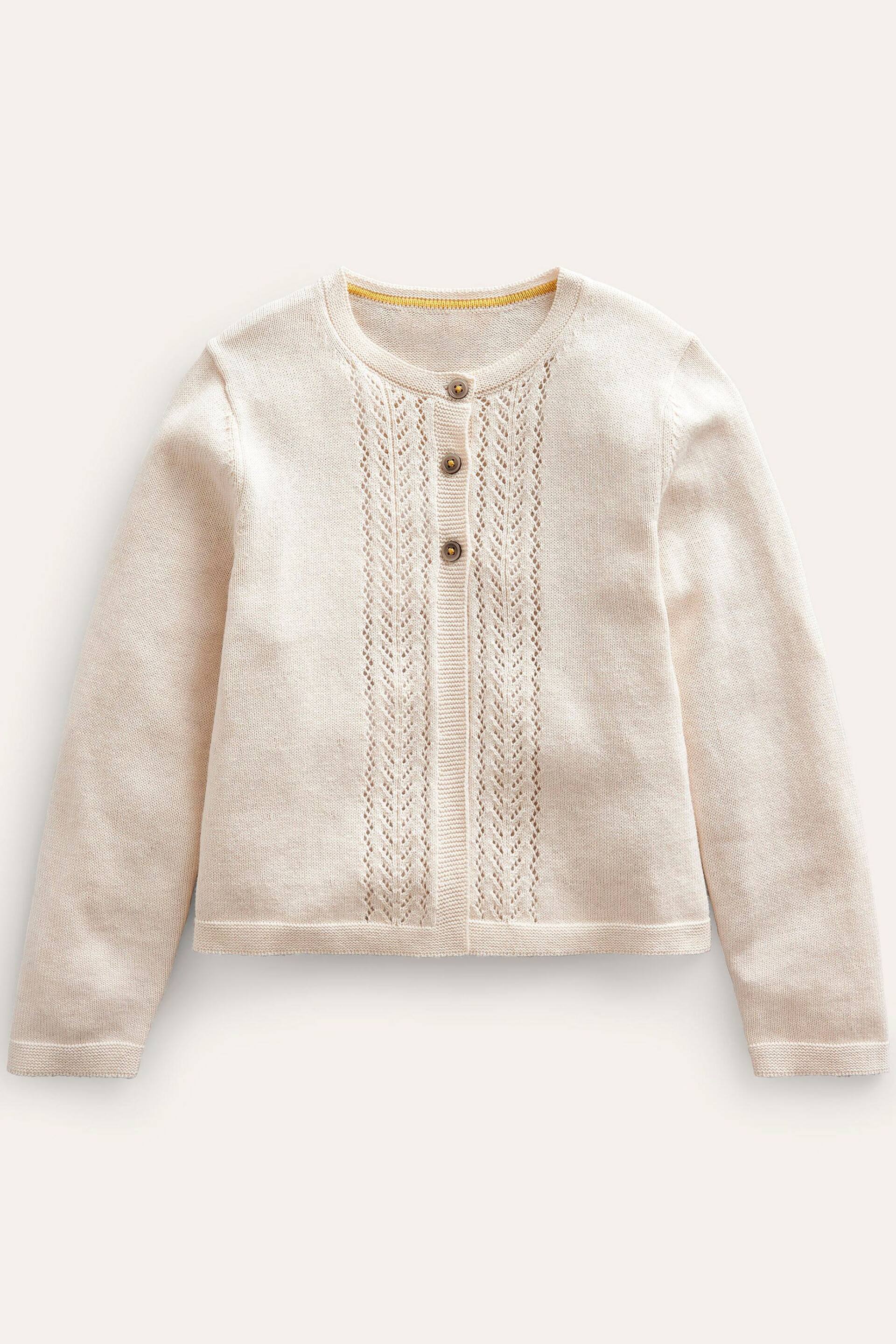 Boden Natural Pointelle Cotton Cardigan - Image 1 of 3