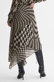 Reiss Black/White Oksana Dogtooth Asymmetric Midi Skirt - Image 5 of 5