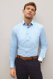 Blue Regular Fit Double Cuff Easy Care Textured Shirt - Image 1 of 3
