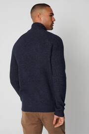 Threadbare Blue Turtle Neck Cable Knit Jumper - Image 2 of 5