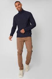 Threadbare Blue Turtle Neck Cable Knit Jumper - Image 3 of 5
