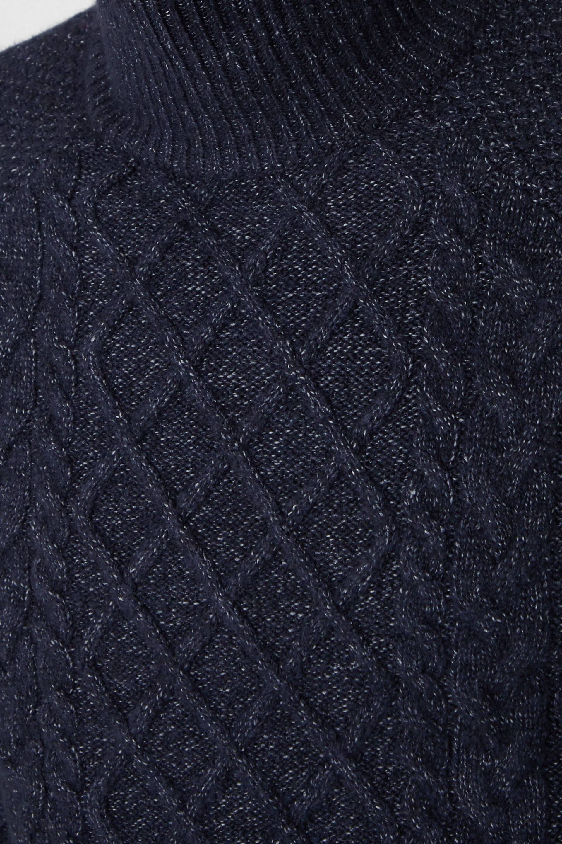 Threadbare Blue Turtle Neck Cable Knit Jumper - Image 5 of 5
