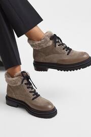 Reiss Mink Leonie Suede Faux Fur Hiking Boots - Image 2 of 5