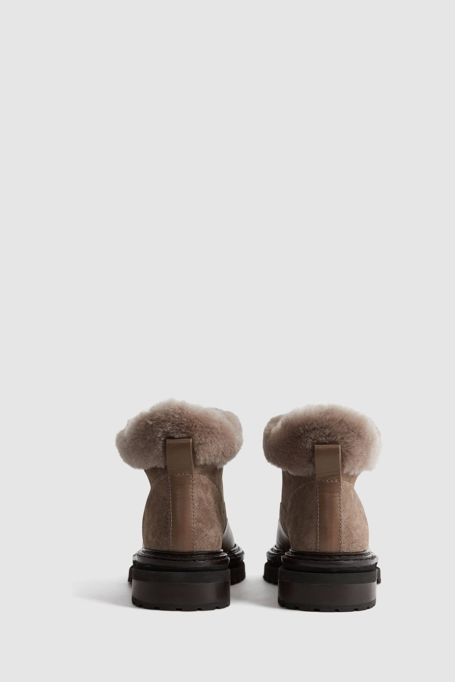 Reiss Mink Leonie Suede Faux Fur Hiking Boots - Image 4 of 5