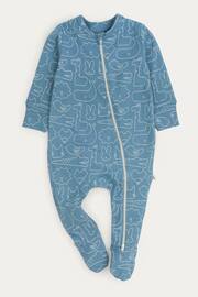 KIDLY Organic Zip Blue/Brown Sleepsuit - Image 1 of 5