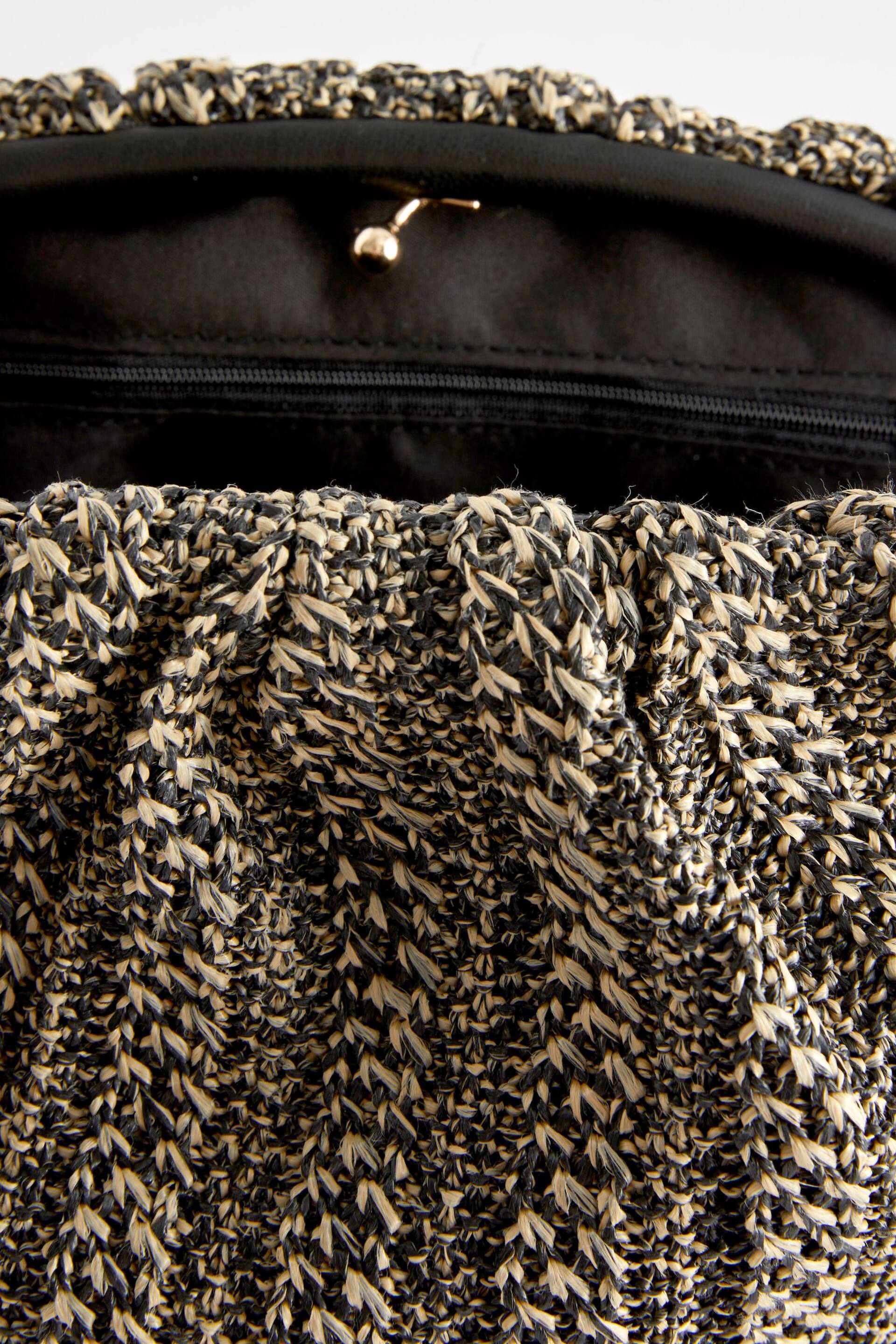 Black/White Raffia Clutch Bag - Image 9 of 10