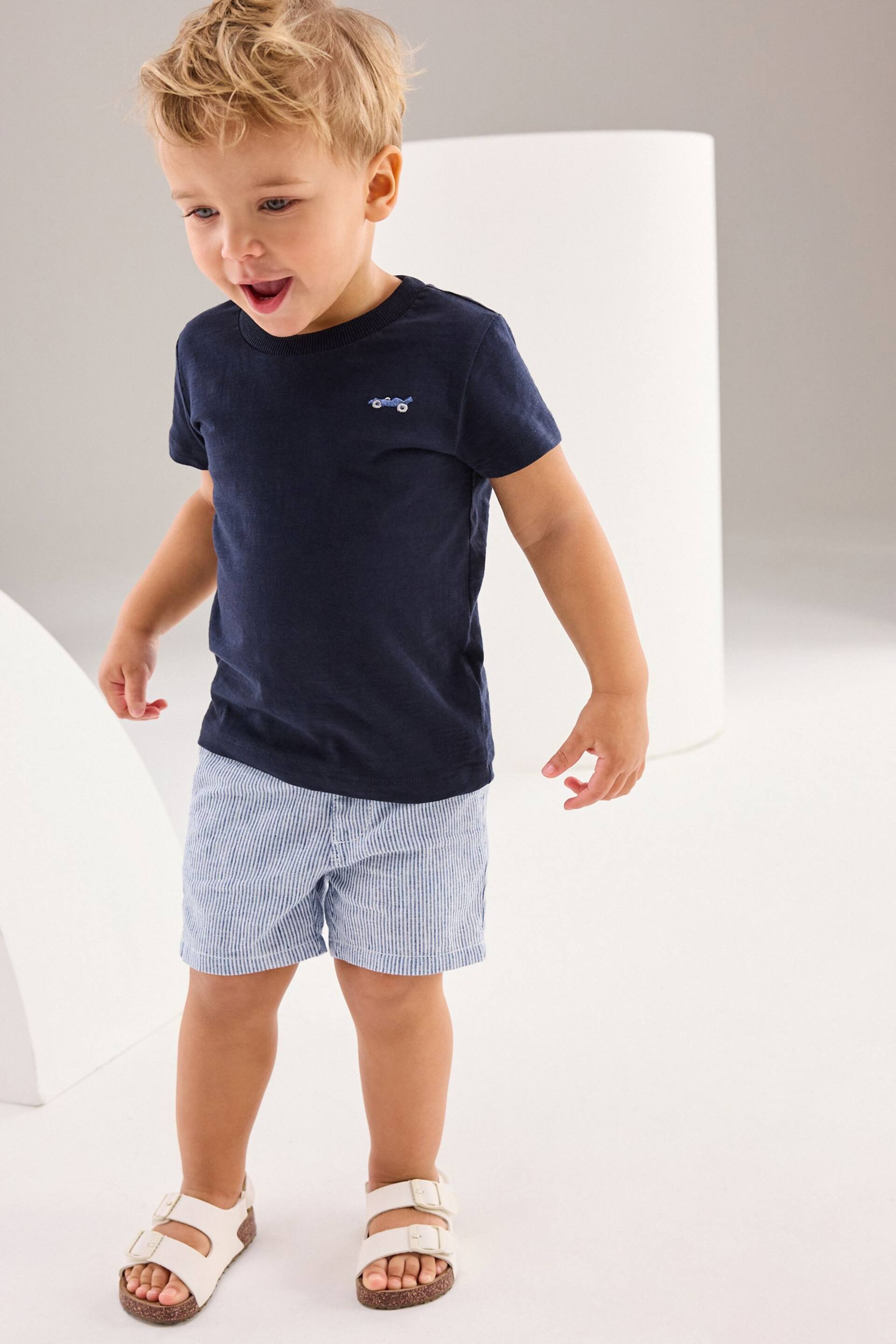 Ticking Stripe Linen Blend Chinos Shorts (3mths-7yrs) - Image 2 of 7