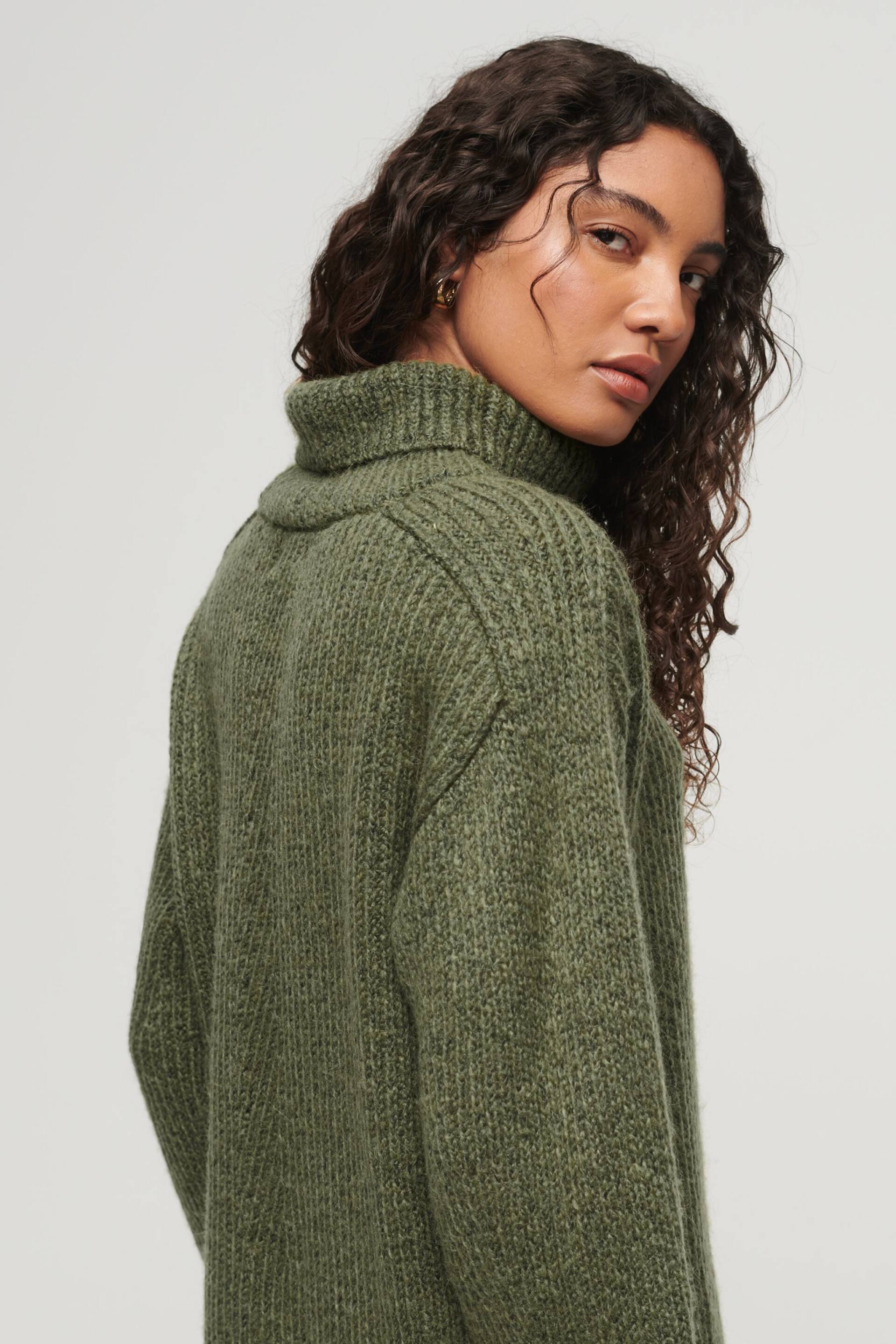 Superdry Green Knitted Roll Neck jumper Dress - Image 2 of 6