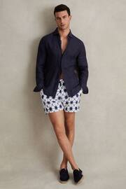 Reiss White/Blue California Printed Swim Shorts - Image 3 of 7