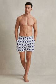 Reiss White/Blue California Printed Swim Shorts - Image 6 of 7
