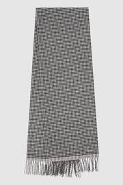 Reiss Black/White Victoria Wool Blend Dogtooth Embroidered Scarf - Image 1 of 5