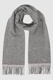 Reiss Black/White Victoria Wool Blend Dogtooth Embroidered Scarf - Image 4 of 5