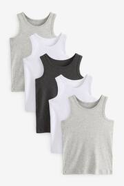 Grey Organic Cotton Vests 5 Pack (1.5-16yrs) - Image 1 of 8