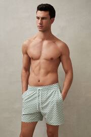 Reiss Sage Cable Zig-Zag Print Drawstring Swim Shorts - Image 1 of 6