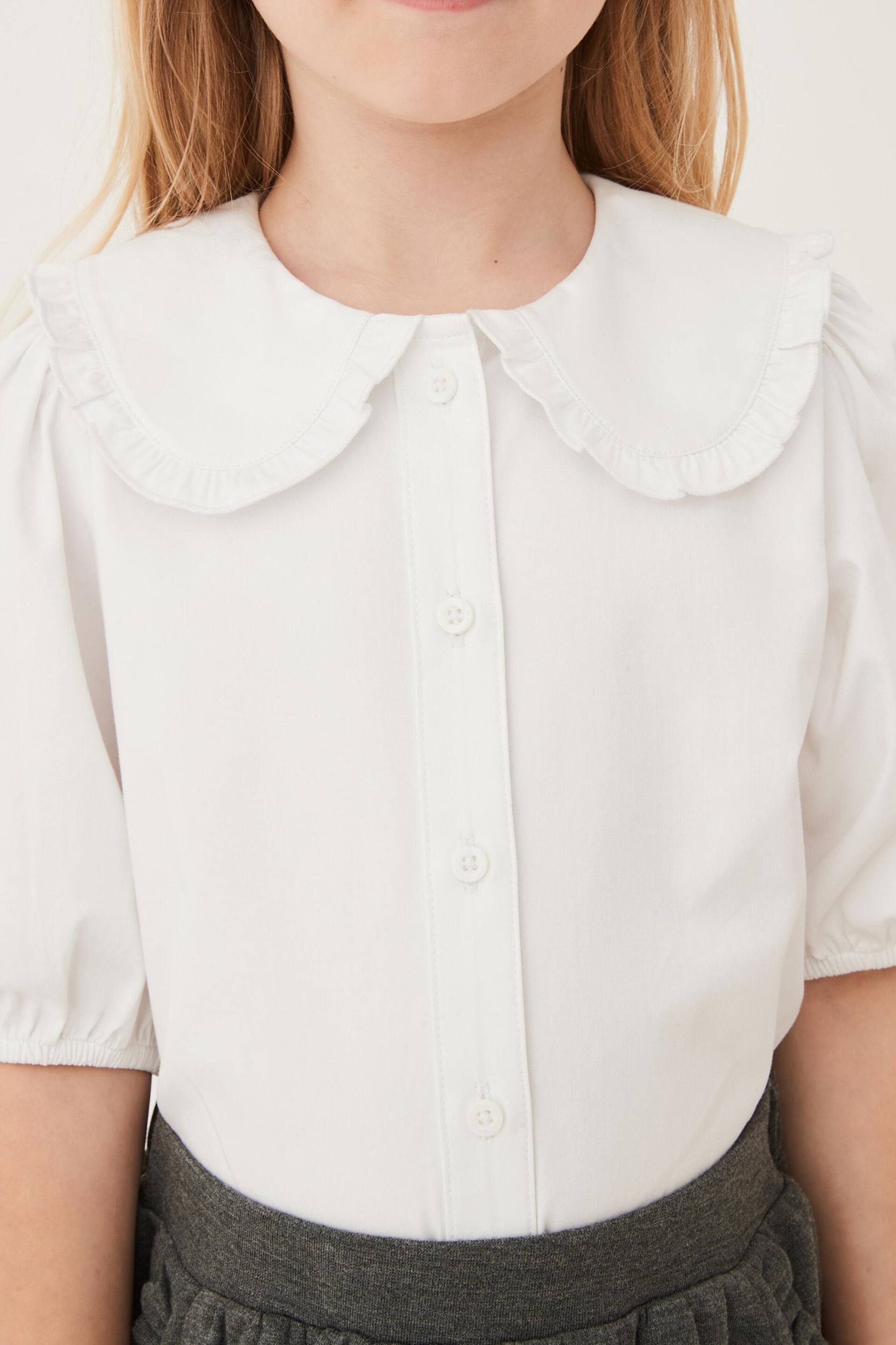 White Cotton Rich Stretch Premium Pretty Collar School Blouse (3-14yrs) - Image 5 of 10