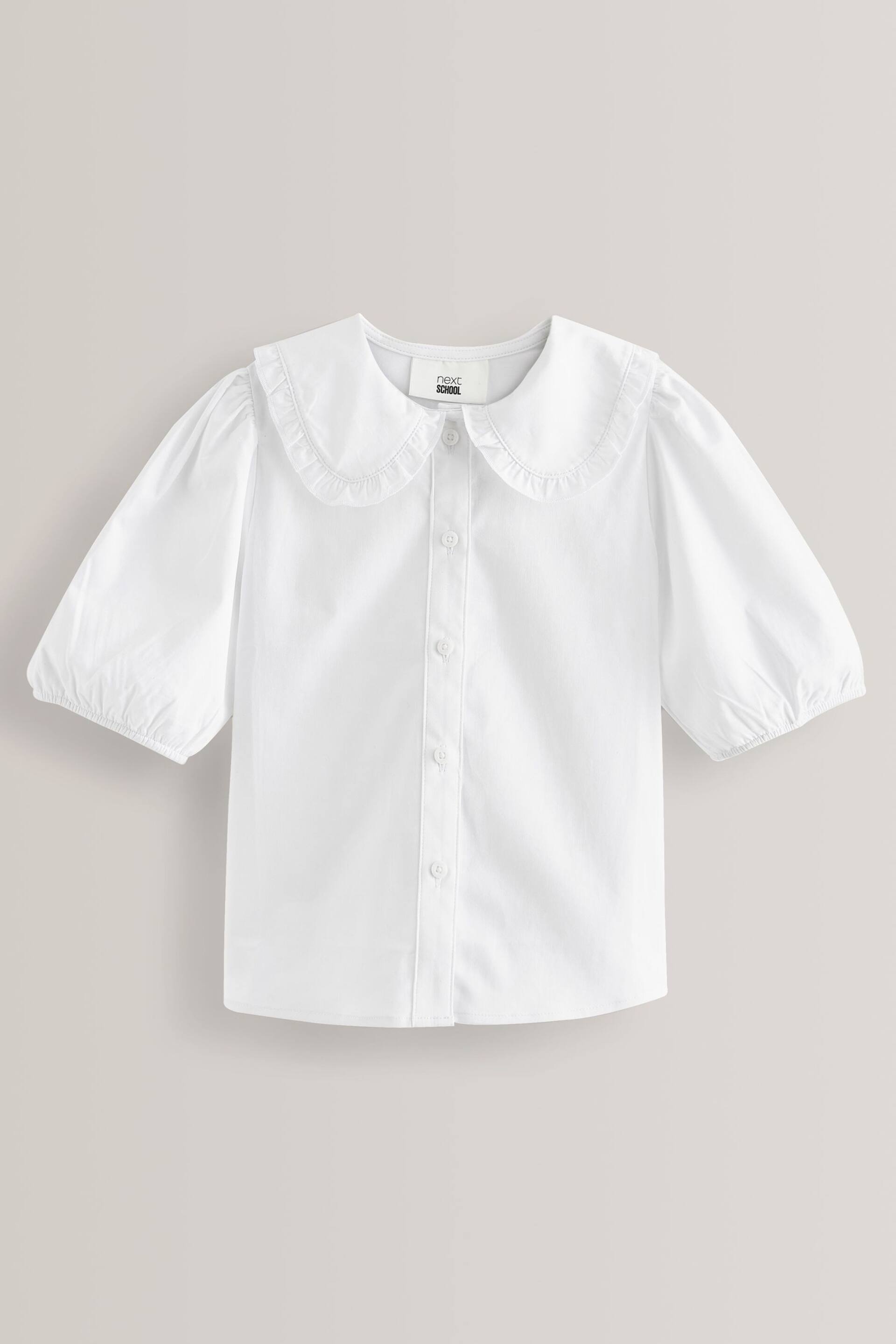 White Cotton Rich Stretch Premium Pretty Collar School Blouse (3-14yrs) - Image 6 of 10