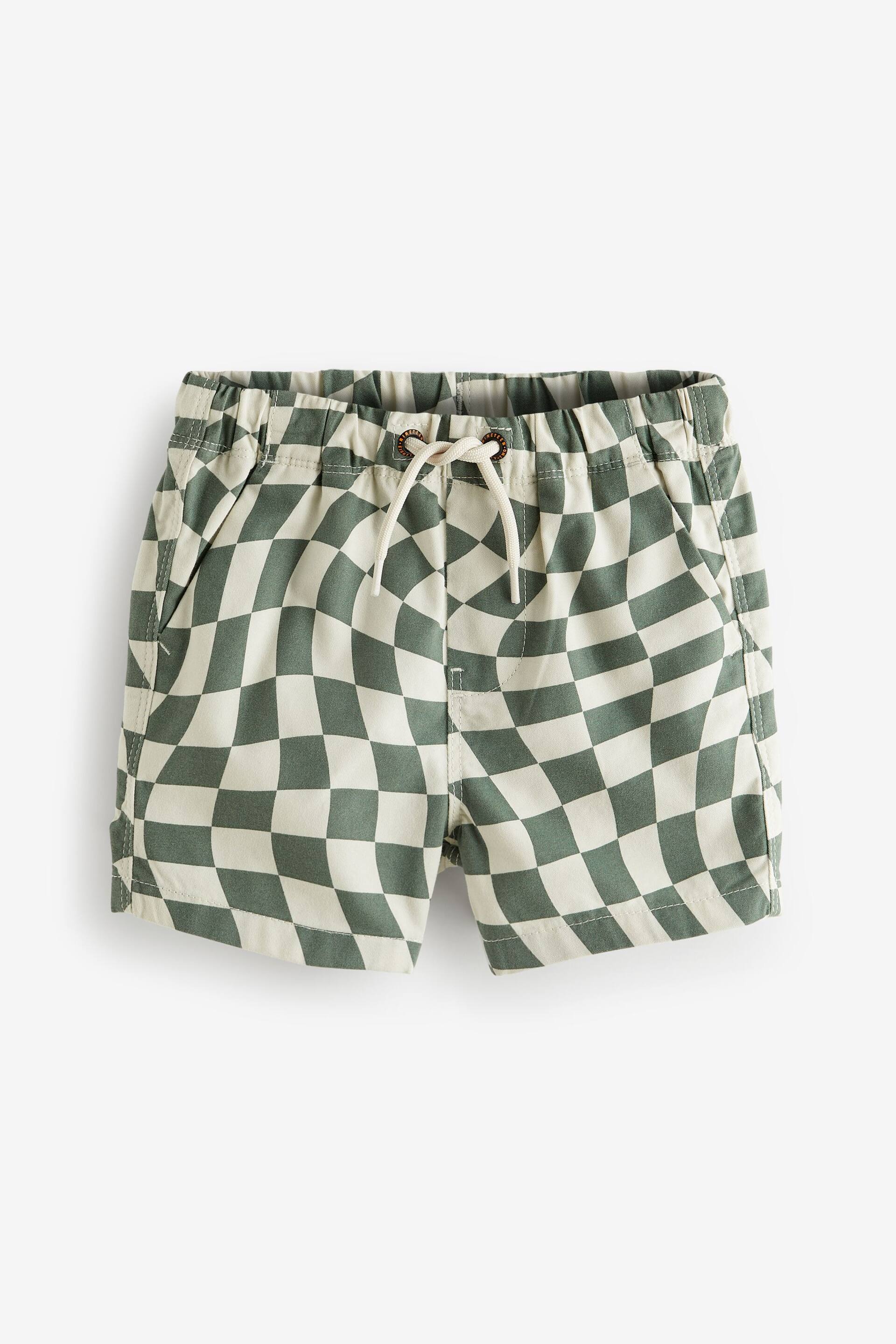 Green/Ecru Checkerboard Pull-On Shorts (3mths-7yrs) - Image 5 of 7