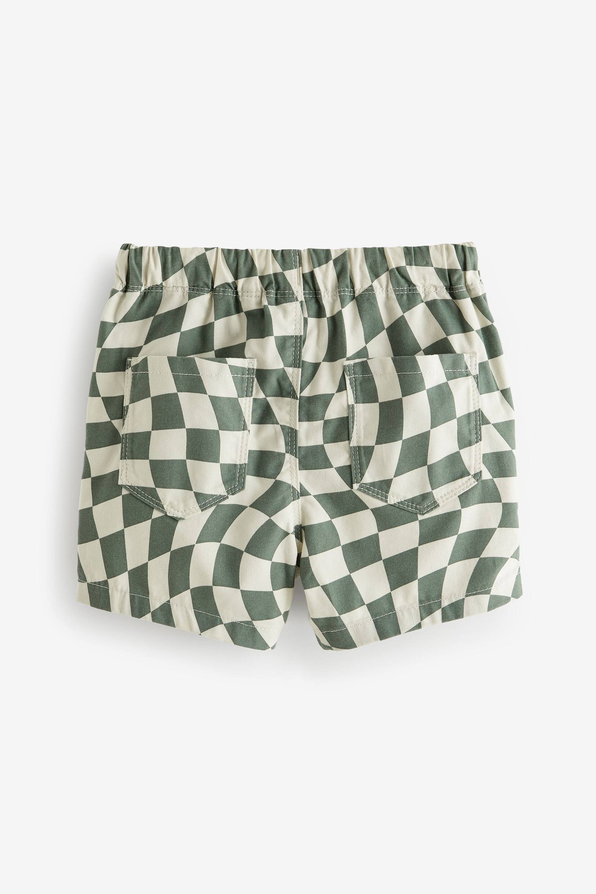 Green/Ecru Checkerboard Pull-On Shorts (3mths-7yrs) - Image 6 of 7