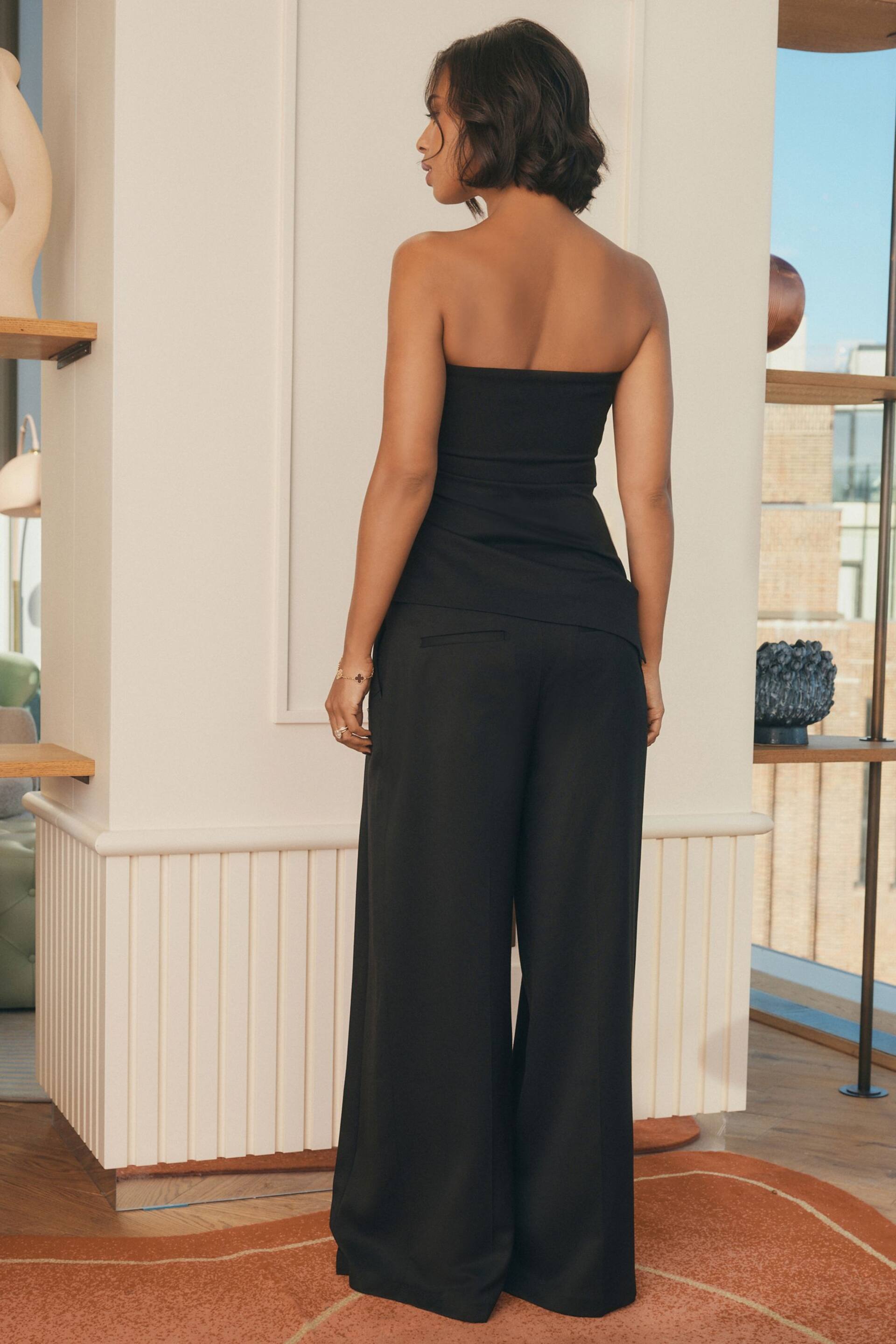 Black Rochelle Humes Pleated Wide Leg Trousers - Image 3 of 6