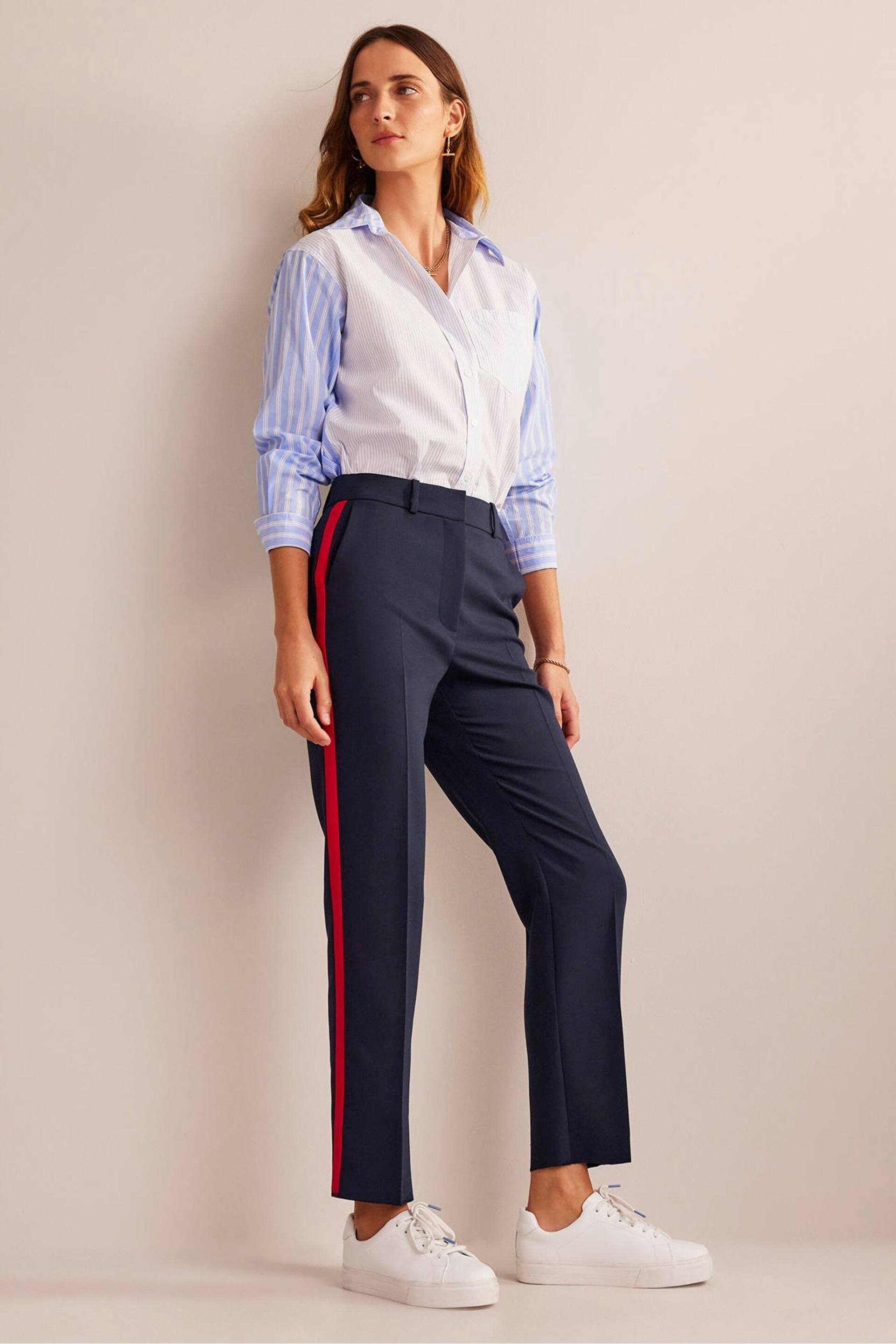 Boden Blue Ground Petite Kew Side Stripe Trousers - Image 3 of 5