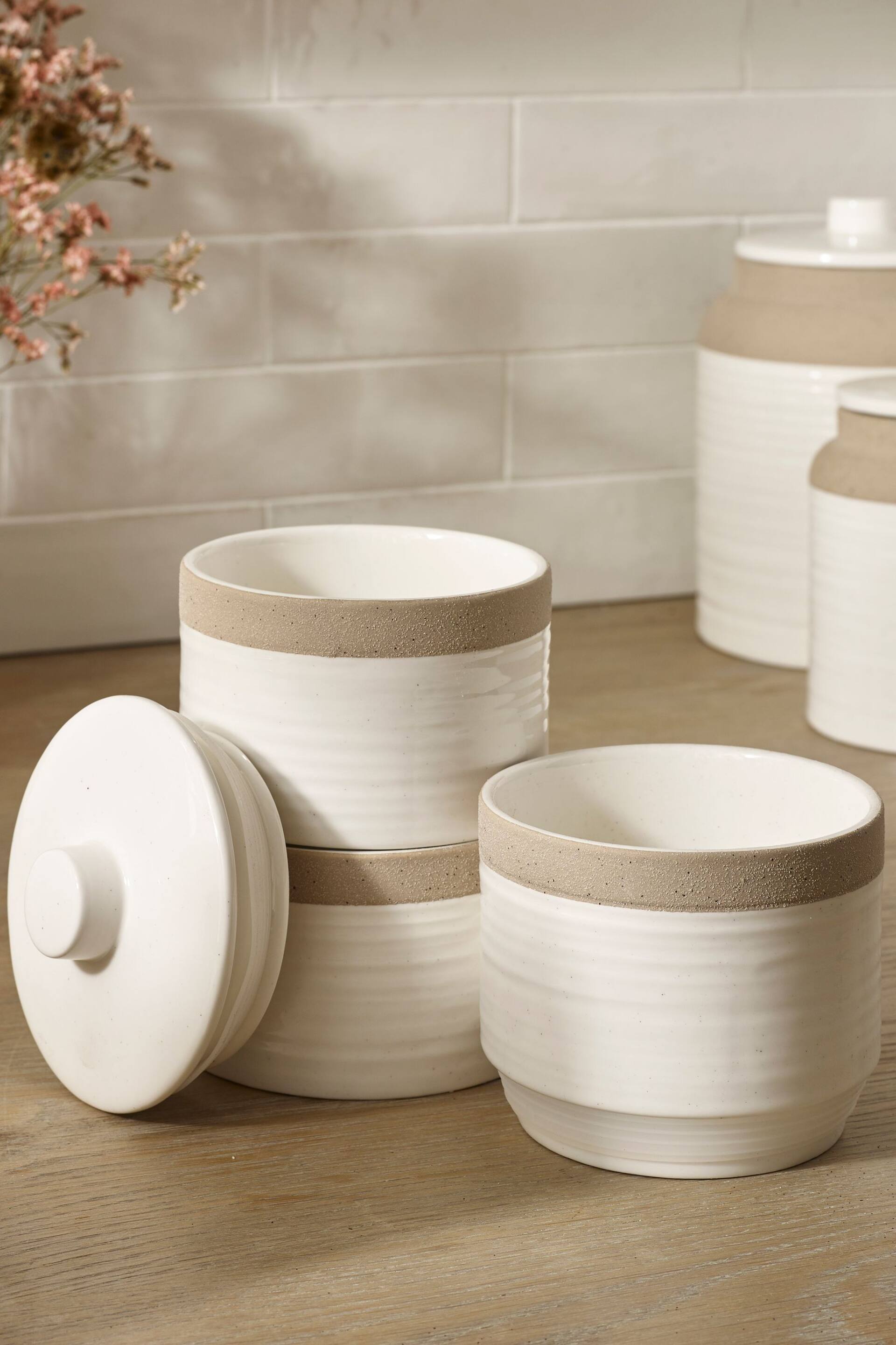 White Kya Set of 3 Storage Jars Textured - Image 2 of 4